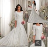 Muslim Long Sleeve Lace Bridal Ball Gowns Wedding Dresses Y1020