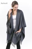 100%Alashan Cashmere Poncho Ladies Fashion Wearable Poncho with Pocket;