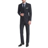 OEM Customized Men's Cashmere Wool Italian Style Black Suit Blazer Jacket Pants (SUIT62844-9)