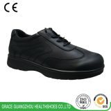 Grace Health Shoes Black Leather Medicare Footwear with Lace
