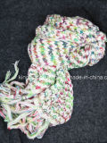 100% Acrylic Winter Warm Space-Dyed Fringed Knitted Colorful Scarf