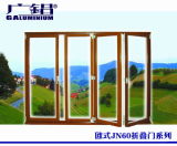 Double Aluminium Sliding Folding Glass Door with Anodized Silver Frame