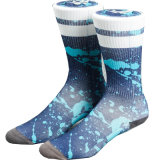 Wholesale Printed Pattern Custom Blue Cotton Sublimated Printing Sock