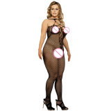 Black Fishnet Bodystocking Plus Size See Through Sheathy Open Back Bodysuit Sex Product Backless Body Sexy Lingerie