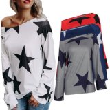 Hot Sale Street Style Long Sleeve Printed Star Women T-Shirt