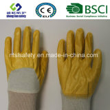 Half Dipped Nitrile Gloves Yellow Color Industrial Work Glove