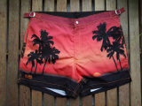 Fixed Position Palm Tree Men's Buckle Waistband Swimming Trunks