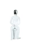 Bright White Sitting Kids Mannequin with Chrome Face