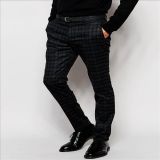 2016 Men's Fashion High Quality Brushed Skinny Checked Trousers