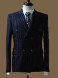 2017 Latest Men Black Striped Suit Fashion and Slim Suit