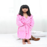 Light Weight Solid Pink Hooded Cotton Terry Kids Bathrobe