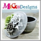 Flower Shape Cover Ceramic Antique Ring Holder