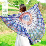 2017 Hot Sale Chiffon Round Beach Towel with Peacock Printed