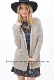 Long Pure Color Hollow out Long Sleeve Knitted Sweater Cardigan (W18-228)