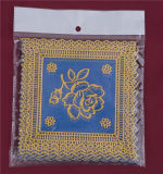 12.5*12.5cm Square Shape Blue Gold PVC Lace Tablemat Cheap Factory Wholesale