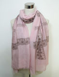 Lady Peach Fashion Printed Cotton Voile Silk Scarf (YKY1067)