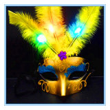 Halloween Fluffy Fiber LED Feather Mask Children's Toys