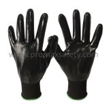 13G Black Polyester Knitted Gloves with Black Nitrile Fully Dipped