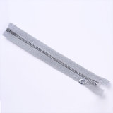 Plastic Zipper Silver Teeth Silver Tape with Fancy Puller