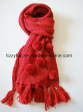 Fashion Knitted Wool Scarf with Pompoms