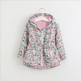 Fashion Hooded Coat with Printed Cute Floral for Children's Clothing