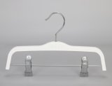 Luxury Pure White Gold Plastic Pants Garment Hangers with Clips