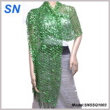 Lady's Sequined Shawl, Long Slim Scarf, Paillette Scarf