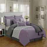 Light Purple Brushed Microfiber Embroidery Bedding Set