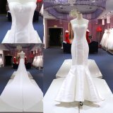 Sweetheart Satin Mermaid Bridal Dress Detachable Long Train Wedding Gown