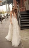 Deep V Neck Lace Evening Prom Bridal Gown Weddin Dress
