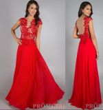 Red Chiffon Beach Wedding Dress Backless Party Prom Evening Dress E13172
