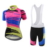 Custom Women Sublimated Short Sleeves Cycling Jersey and Bib Shorts