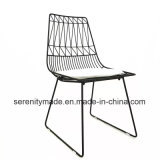 Simple Design Black Outdoor Restaurant Metal Wire Chairs with Cushions