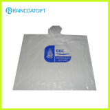Custom Logo Printed White PE Disposable Rain Poncho Rpe-098