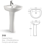 Ceramic Wash Pedestal Basin (318)