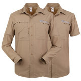 Tan Color Men's Outdoor Breathable Quick-Drying Long- Sleeved Shirt