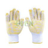 White Poly Cotton Knitted Gloves Work Gloves PVC DOT