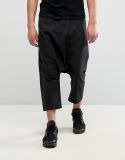 Extreme Drop Crotch Trousers with Side Pockets Linen Mix