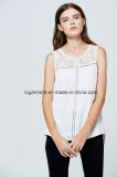 New Coming Fashionable Sleeveless Vest White Sweet Lace Beaded Lady Tops