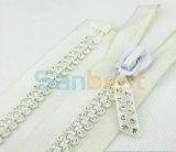 White Color Resin Diamond Zipper for Clothes