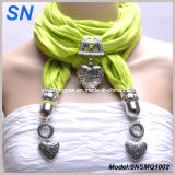 2017 Green Heart Pendant Scarf with Jewelry (SNSMQ1002)