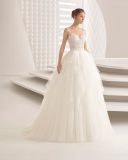 Custom Make Sheer Tulle Lace Top Wedding Dresses Bridal Gown