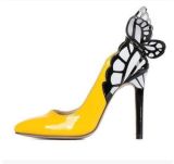 Wholesale Pointed Shallow Mouth Patent Leather Butterfly High Heels Shoes