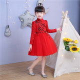 High Collar Embroidery Lace Floor Girl Dress