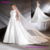 Real White Ladylike Bridal Dress Xiamen Non-Expensive Summer Wedding Dresses with Veil