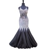 Black Evening Dress crystal Corss Back Mermaid Prom Long Formal Dresses T93180