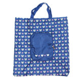 Wholesale Heart Printed Nylon Foldable Tote Bag with Zipper Pouch