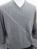 Cashmere V-Neck Pullover with Cable