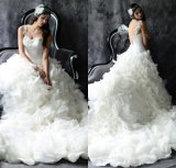 Sweetheart Bridal Ball Gown Organza Ruffles Wedding Dress HS2017
