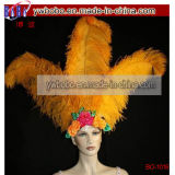 Carnival Samba Brazilian Ostrich Feathers Headdress Flowers Crown Halloween (BO-1018)